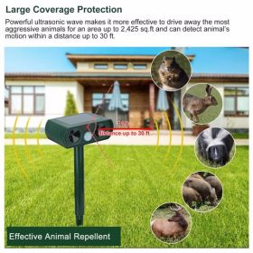 Ultrasonic Animal Repellent Solar Motion Sensor Repellent IPX4 Outdoor Waterproof Type, No Delivery On Weekends (Color: Green)